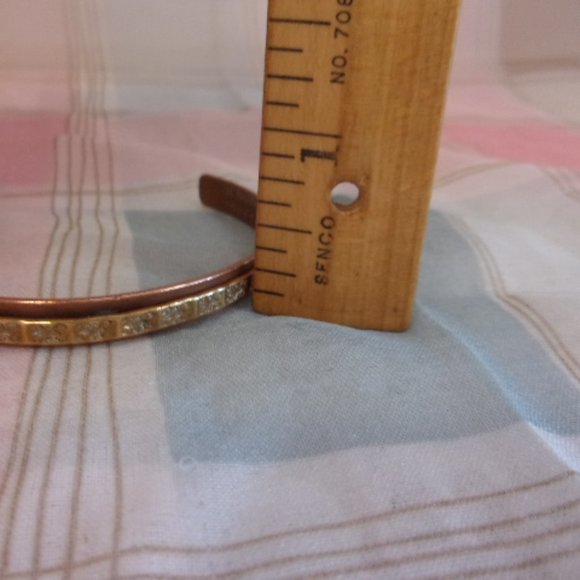 Copper Cuff Bracelet With Gold Tone Design - Picture 12 of 12